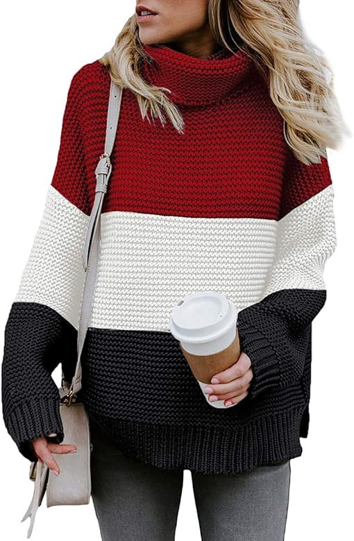 Women's Turtle Neck Oversized Chunky Knit Jumper Pullover Sweaters | Amazon (US)