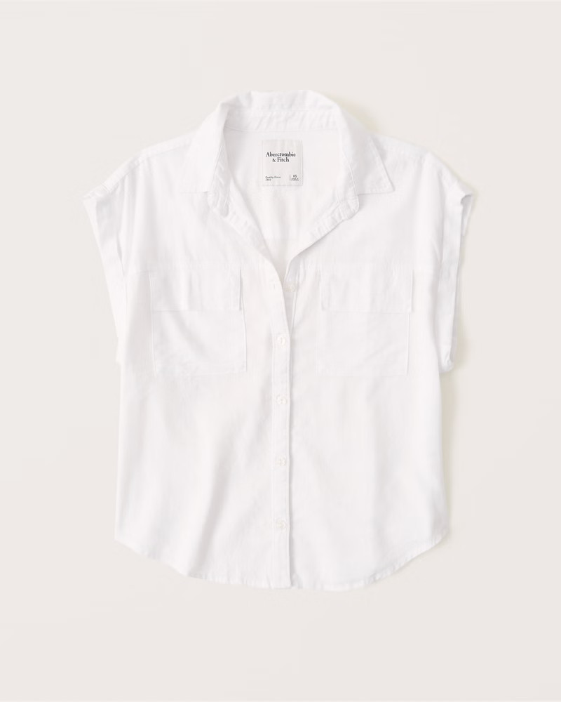 Linen-Blend Utility Shirt | Abercrombie & Fitch (US)