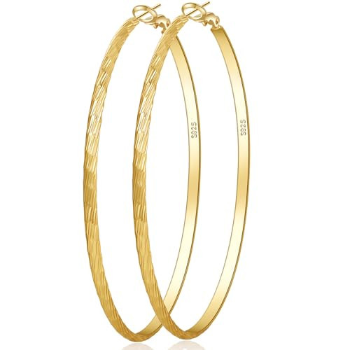 VEEDOFA Big Gold Hoop Earrings for Women Lightweight Thick Large Gold Hoops Earrings for Women | Amazon (US)