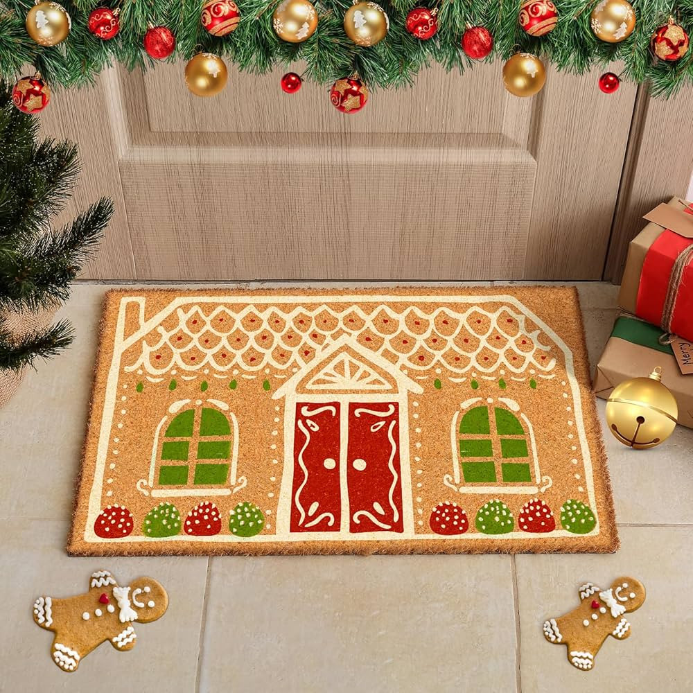 Duraaamo Gingerbread House Door Mat Christmas Coir Doormat Gingerbread Welcome Door Mat Christmas... | Amazon (US)
