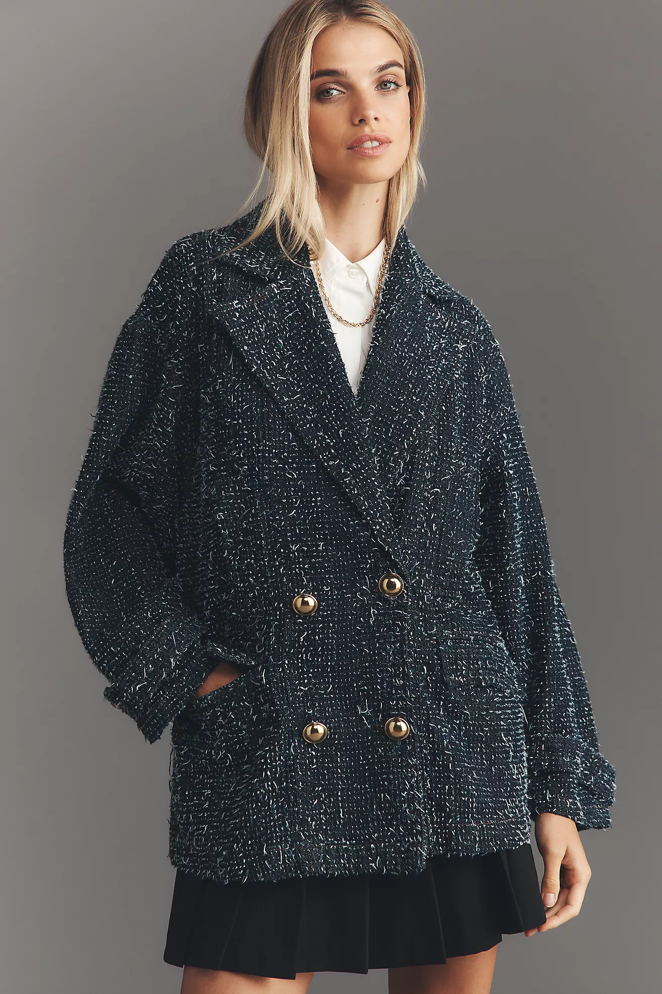 Maeve Needle-Punched Denim Blazer | Anthropologie (US)