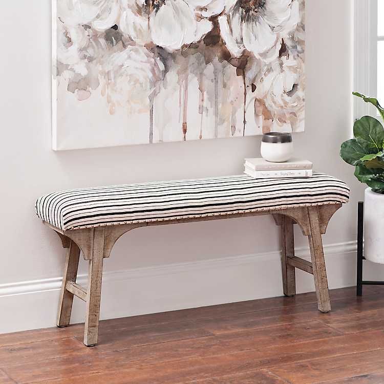 Rosie Shimmer Stripe Wooden Bench | Kirkland's Home