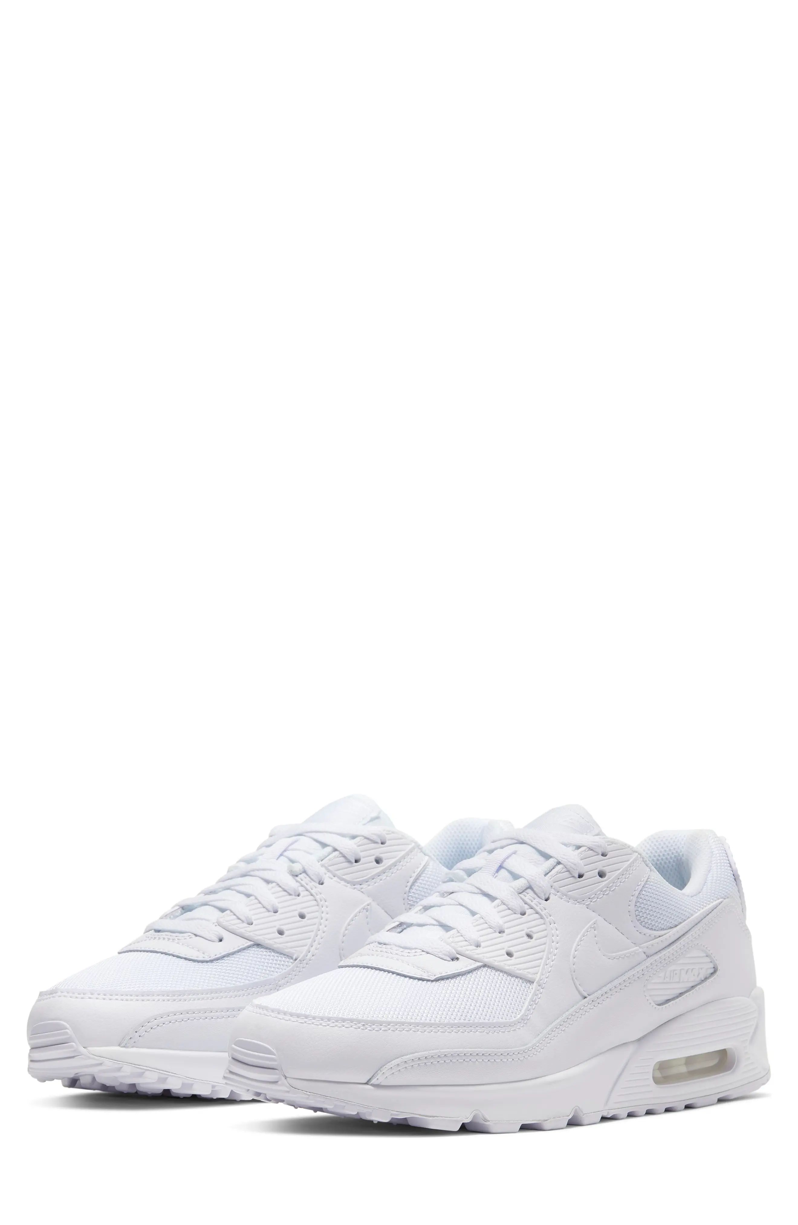 Nike Air Max 90 Sneaker, Size 8 in White/White/White/Wolf Grey at Nordstrom | Nordstrom