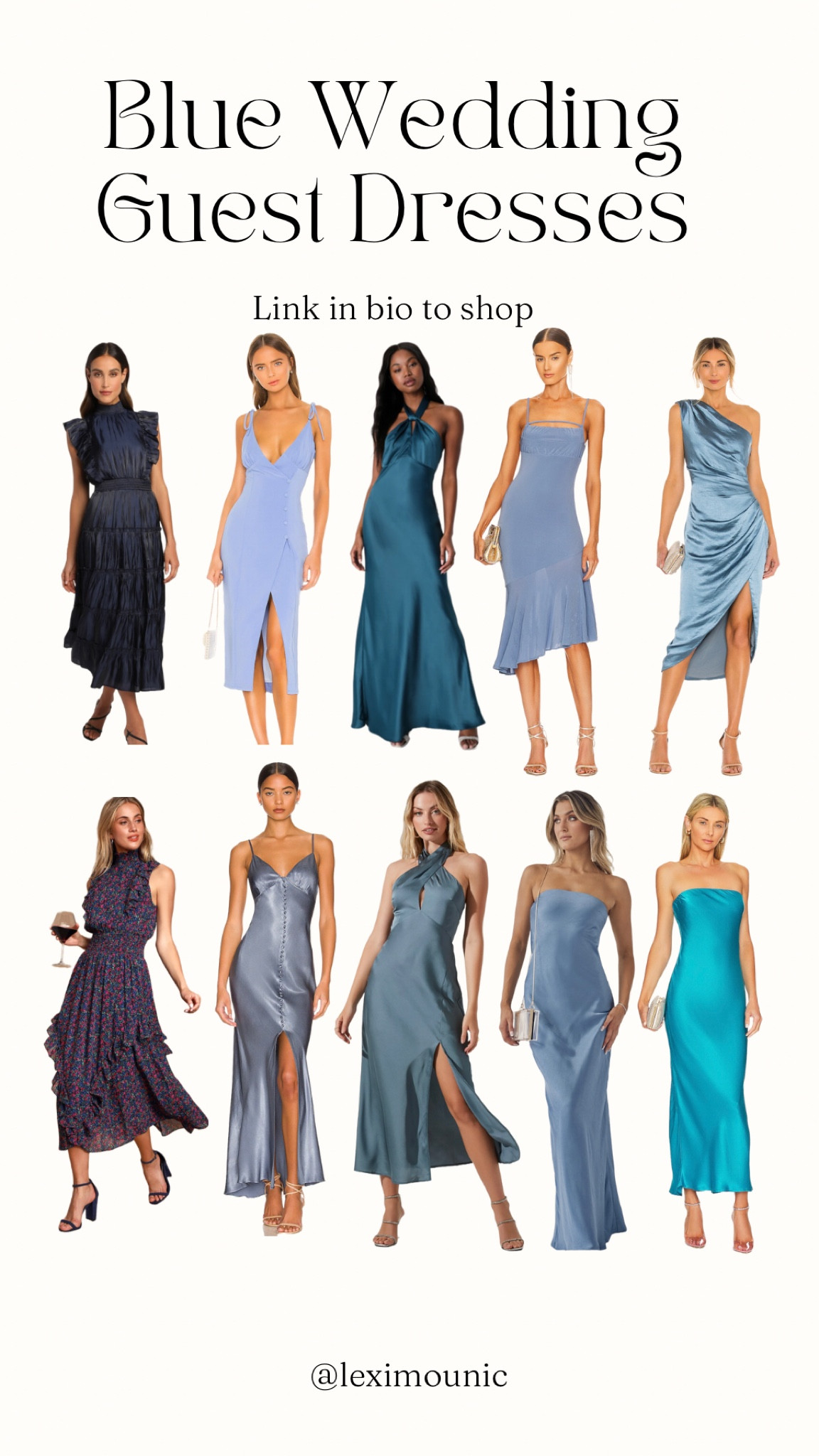 Wedding guest dresses in BLUE 
Variety of styles and prices.
Formal, black tie, cocktail, casual, garden party.
High budget and low budget. 

#LTKFind #LTKwedding #LTKfit