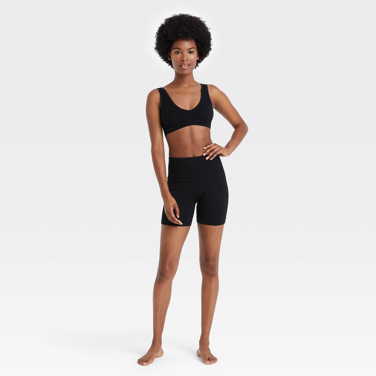 Women's Seamless Ribbed Bike Shorts - Colsie™ Black M | Target