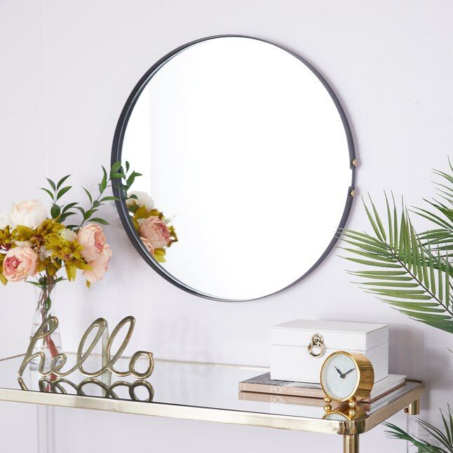 CosmoLiving by Cosmopolitan 26-in W x 26-in H Round Black Framed Wall Mirror | Lowe's