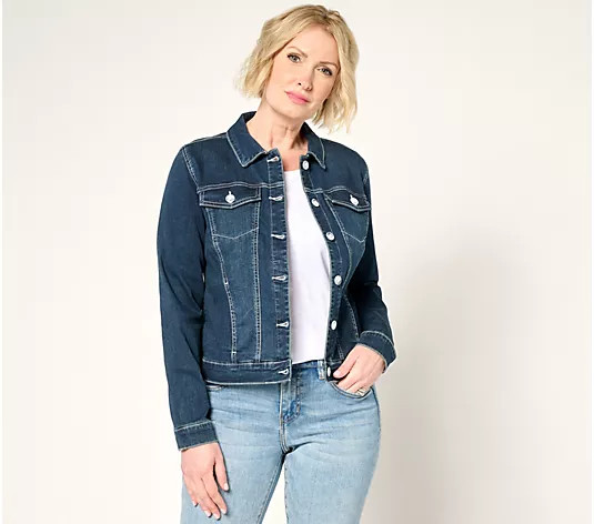 Belle by Kim Gravel TripleLuxe Denim Topstitch Jean Jacket - QVC.com | QVC