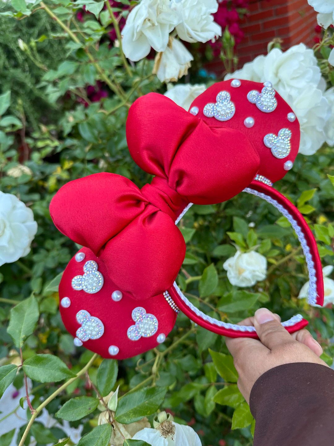 Red Satin Minnie Ears - Etsy | Etsy (US)