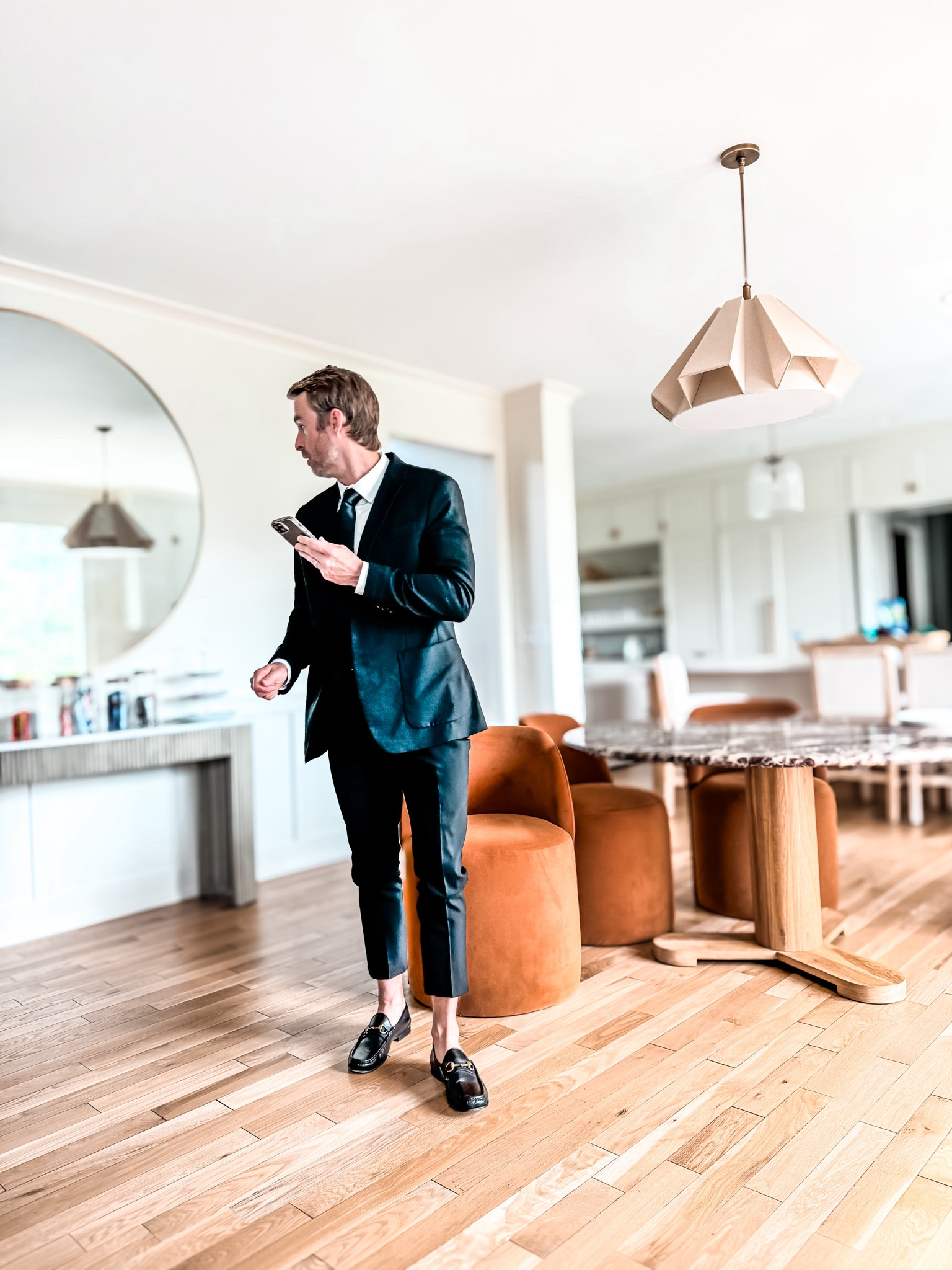 The Black suit
- extra slim suit jacket and pants
- fitted crisp white collared shirt
- true black tie
- men’s gucci loafers 
The card / round dinning table
- burnt orange/ rust upholstered dinning chairs
- statement , geometric, neutral pendent 
#ltkmens #ltkover40 #ltkhome

#LTKSaleAlert #LTKFindsUnder100 #LTKxNSale