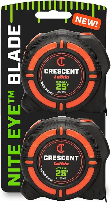 Crescent Lufkin 25 Ft. WORKHORSE NITE EYE Tape Measure | 2 Pack | L1125NESET2V | Amazon (US)