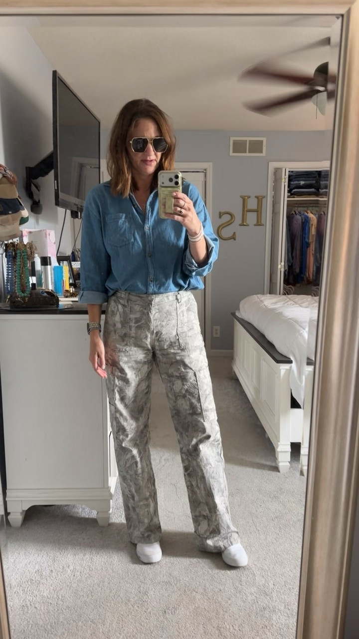 🚨Calling all my tall girlies! 🚨 My favorite $15 pants are back in stock and now available in LONG length! They also come in short and regular lengths. I have these in 4 different colors and patterns, including leopard print but they come in so many more! My denim button down is 20% off and so soft, it’s not a stiff denim fabric like some can be.

Wearing small L in pants and M in the top

#LTKootd #LTKOver40 #LTKTall