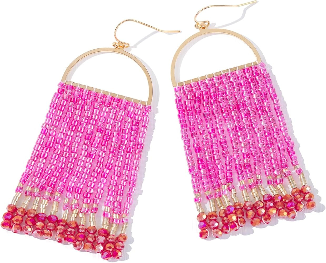 Bohemia Beaded Dangle Earrings - Handmade Seed Bead Earrings, Statement Beaded Tassel Earrings fo... | Amazon (US)