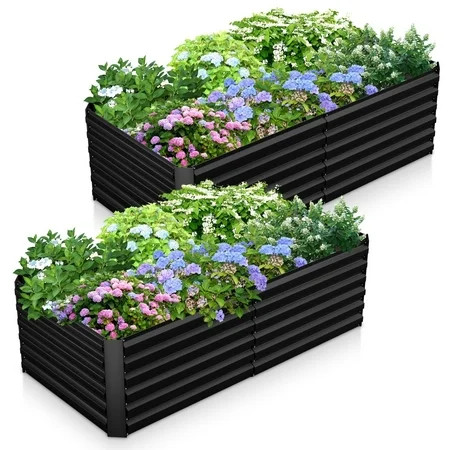Outdoor Metal Raised Garden Bed,8x4x2ft Planter Box for Vegetables,Flowers,Herbs w/478 Gallon Capacity,Black, 2PCS | Walmart (US)