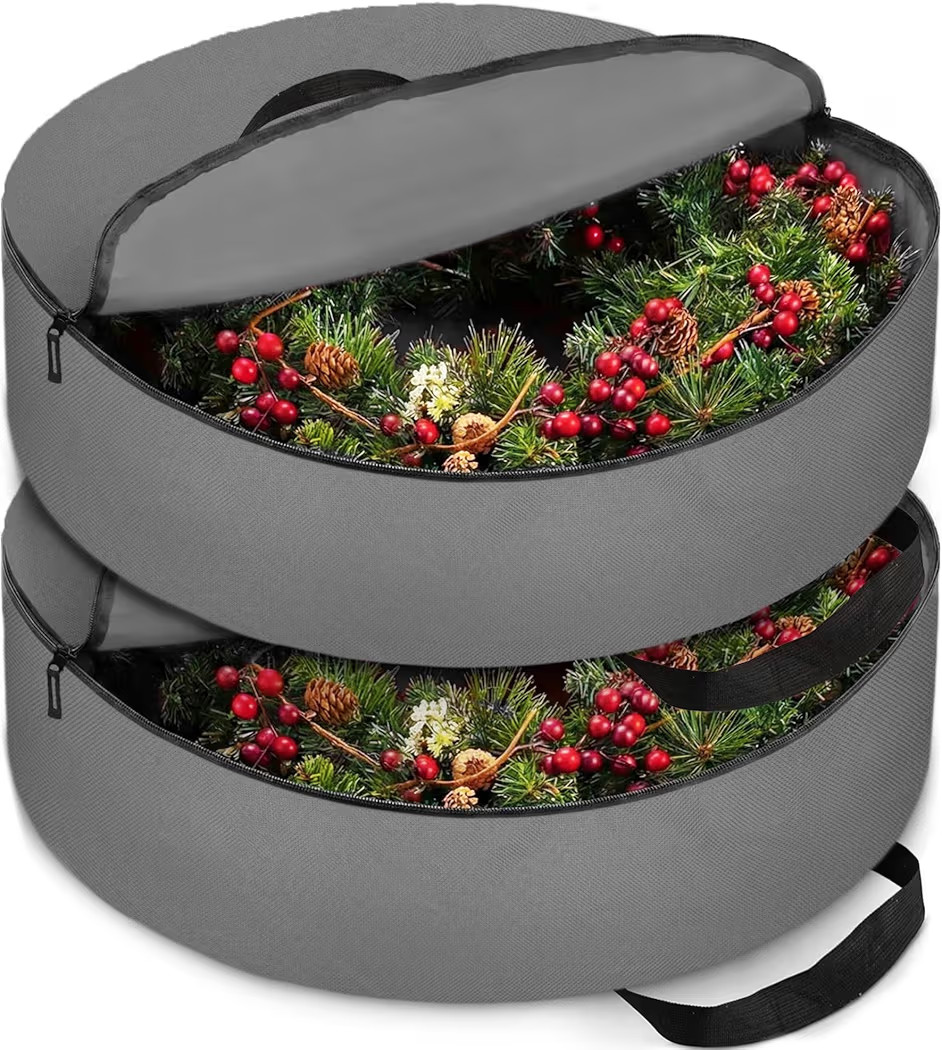 ZOBER 2 Pack Oxford Christmas Wreath Storage Container 30 Inch - Wreath Bag for Artificial Wreath... | Amazon (US)