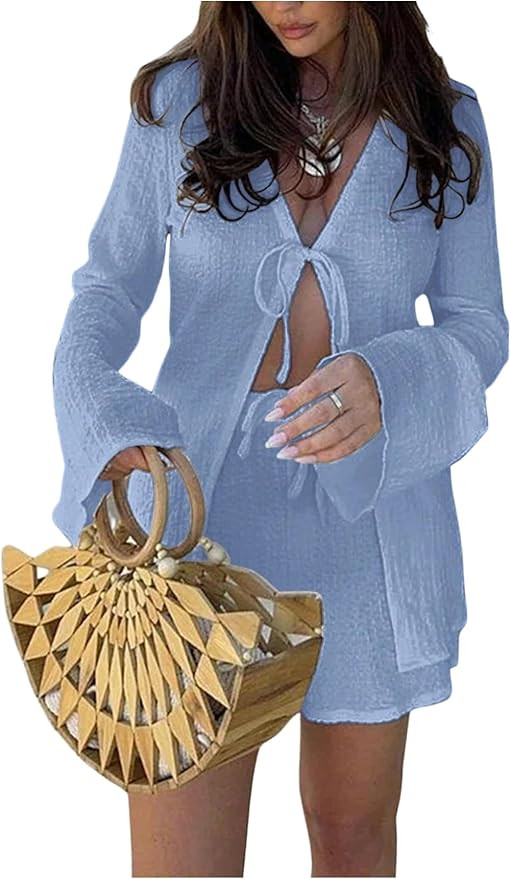 Amazon.com: GORGLITTER Women's Shorts Set 2 Piece Beach Vacation Coastal Miami Brunch Outfits Bel... | Amazon (US)