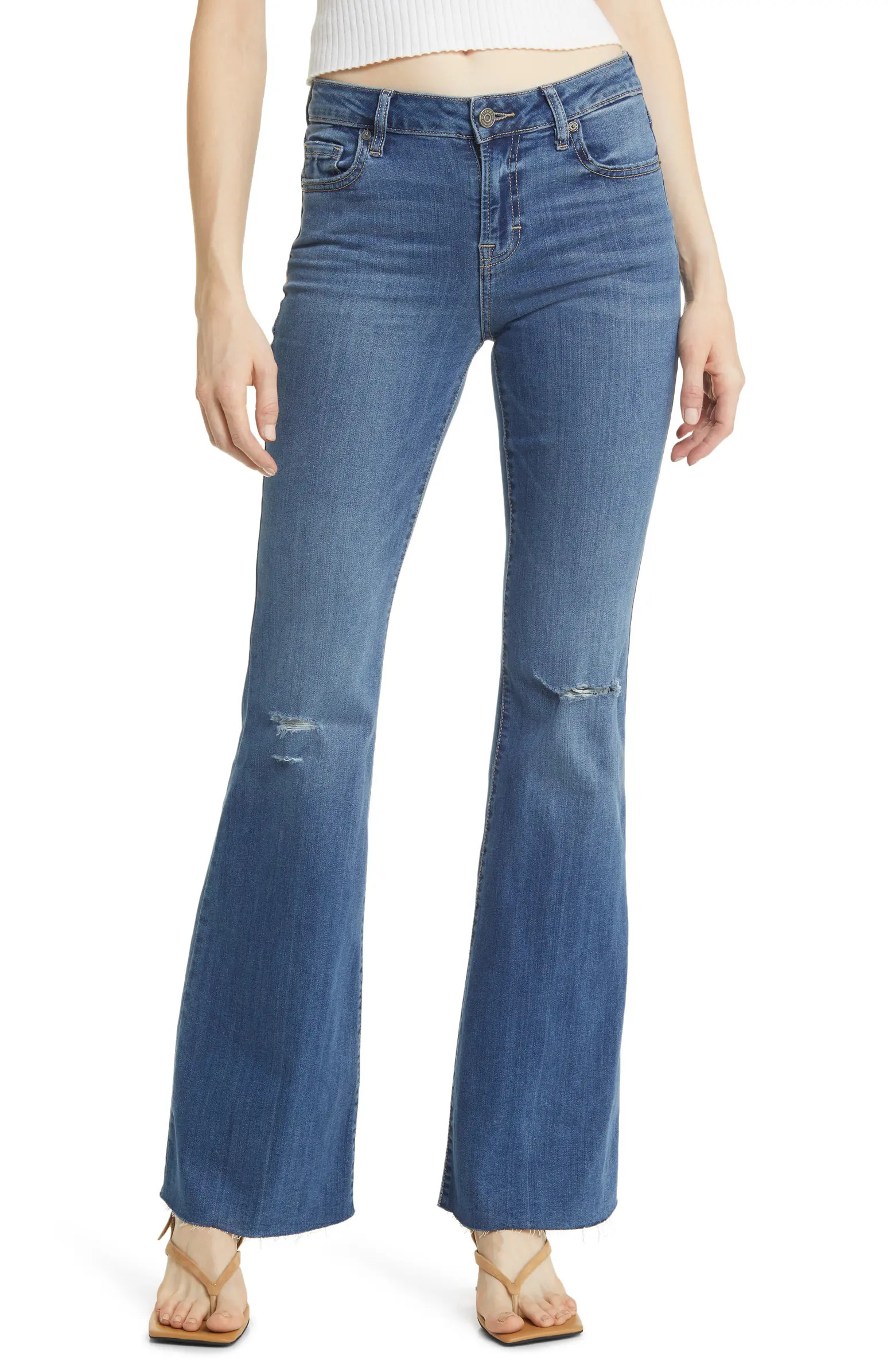 Raw Hem Low Rise Flare Jeans | Nordstrom