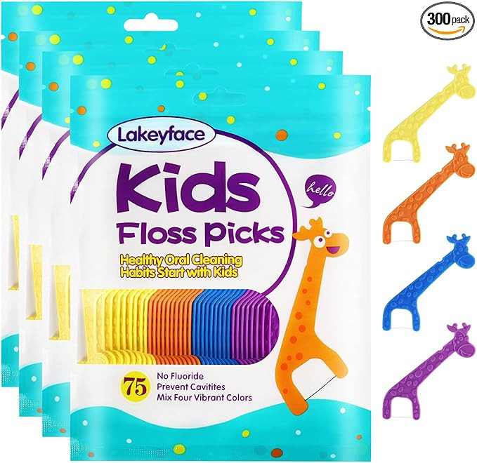 300 Count Kids Flossers, Cute Giraffe Kids Floss Picks, No Fluoride BPA Free Dental Floss Picks, ... | Amazon (US)