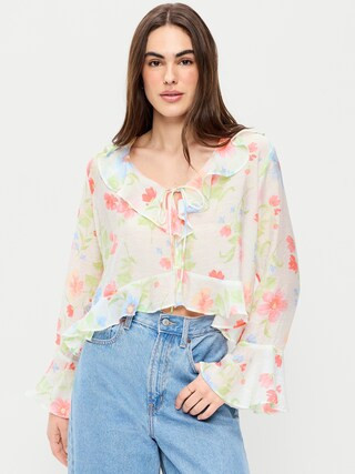 Bell-Sleeve Ruffle Top | Old Navy (US)