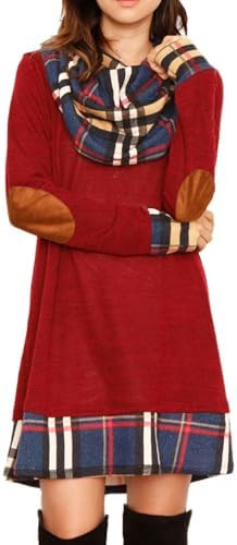 Alaster Queen Women's Long Sleeve Fall Dresses 2024 Trendy Casual Plaid Cowl Neck Winter Tunic Dr... | Amazon (US)