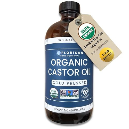 Florisan Organic Castor Oil, EWG Verified & USDA Organic Certified, 16oz, Cold-Pressed, Hexane-Free, Non-GMO, For Hair, Skin, Lashes, Brows, 100% Pure Castor Oil | Amazon (US)