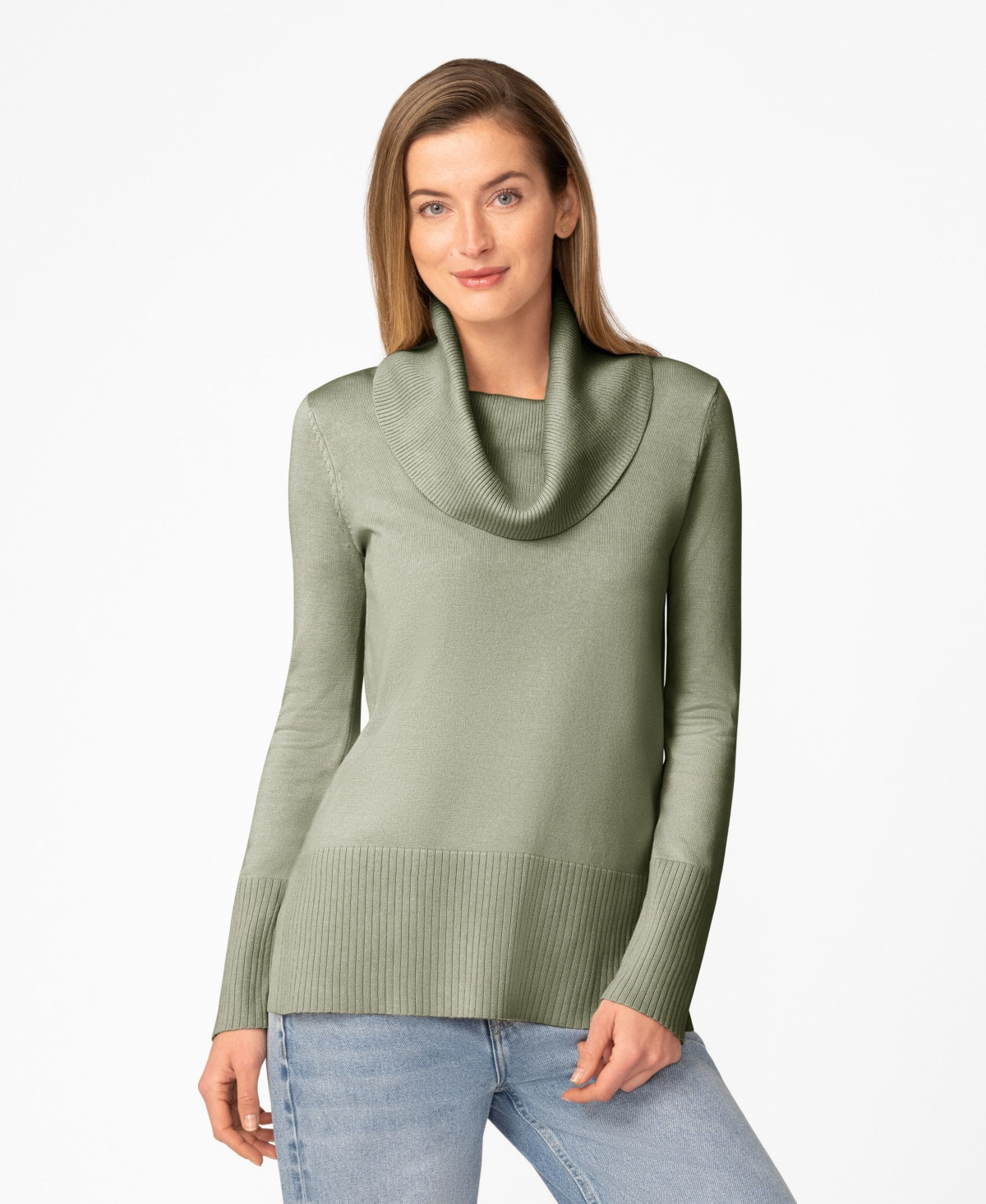 Melissa Paige Women's Rib Cowl Neck Tunic Sweater - Tea | Macy's