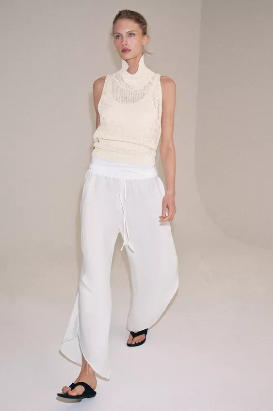 ZW COLLECTION LINEN PANTS WITH VENTS | Zara US