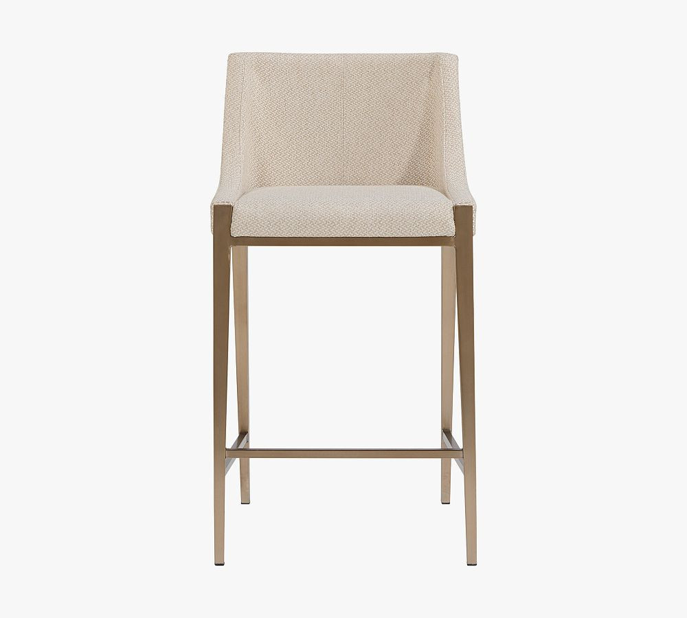 Thea Upholstered Counter Stool, Cream | Pottery Barn (US)