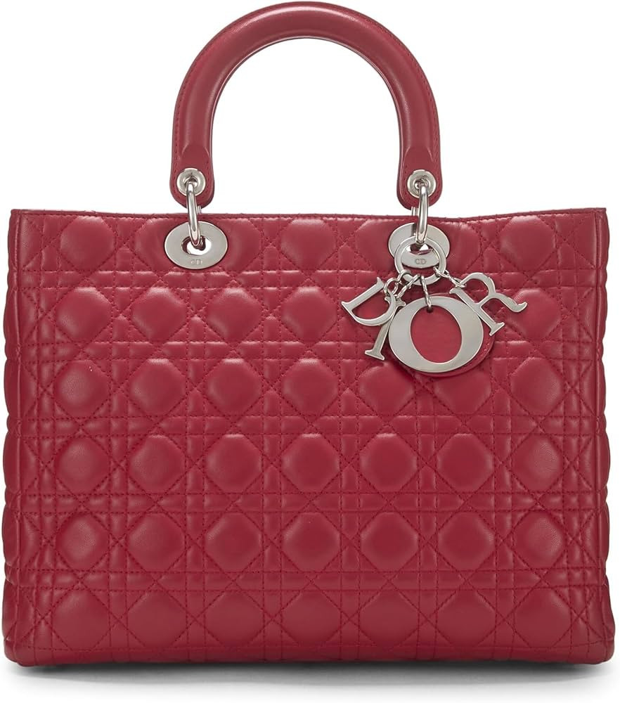 Amazon.com: Dior Red Lady Dior Handbag | Lambskin | Pre-Loved | Cannage Quilted | Large : Luxury ... | Amazon (US)