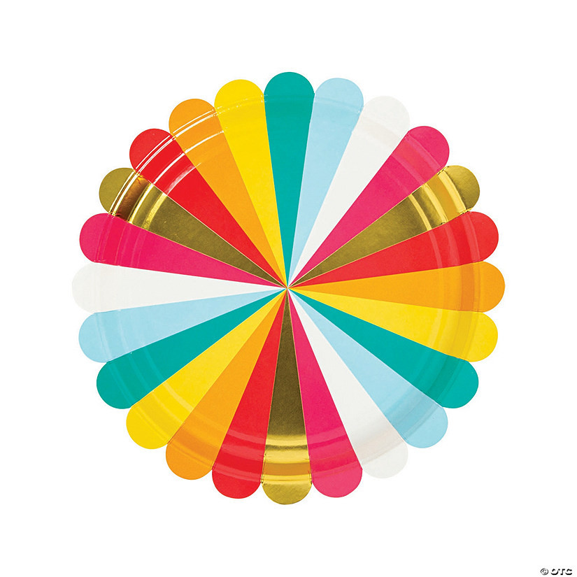 Happy Day Multicolored Paper Dinner Plates - 8 Ct. | Oriental Trading Company