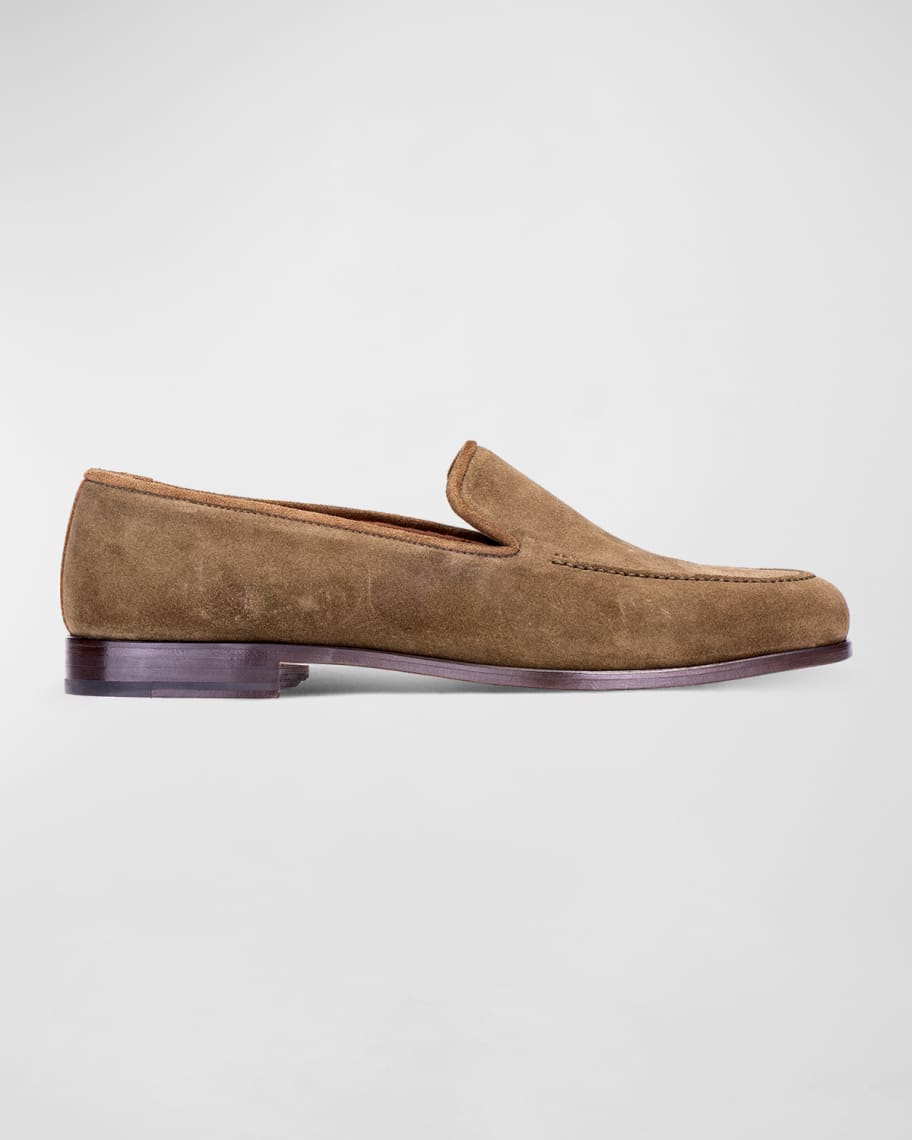 Stubbs and Wootton Men's Venetian Apron-Toe Suede Loafers | Neiman Marcus