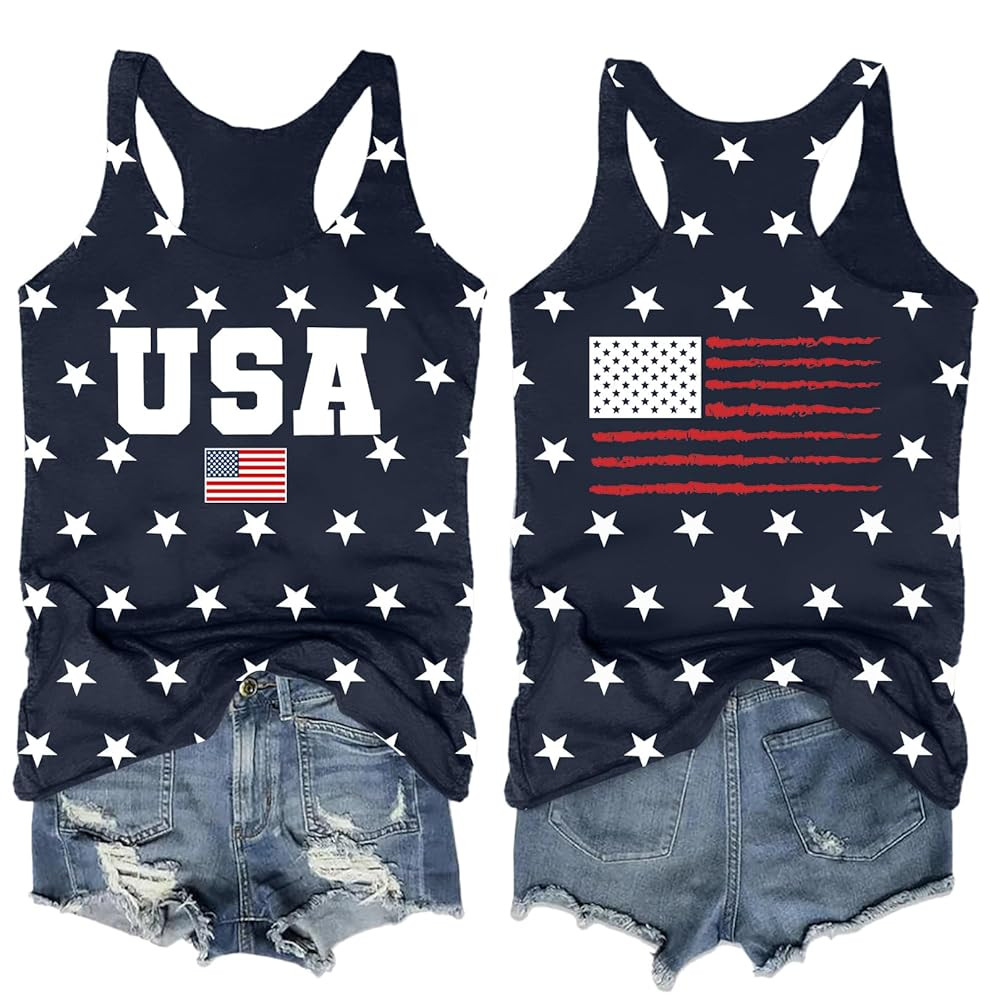 Womens American Flag Shirts 4th of July Outfits USA T-Shirt Patriotic Tank Shirt Fourth of July S... | Amazon (US)