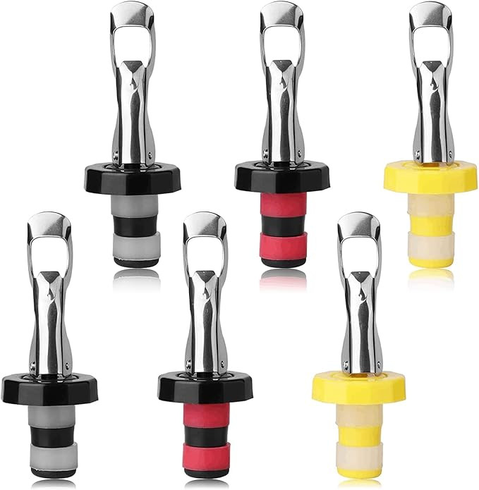 6pcs Reusable Wine Stoppers, Silicone Vacuum Bottle Stopper,Expanding Manual Beverage Bottle Stop... | Amazon (US)