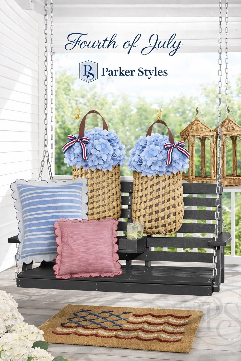 Your front porch doesn’t need a full makeover… just a few beautiful pieces 🇺🇸✨
I kept things soft and neutral with a hint of red, white, and blue for the Fourth—these hanging baskets are my favorite way to style a door or porch swing for summer.  #PorchStyling #SummerDecor #FourthOfJulyDecor #WalmartFinds

#LTKSeasonal #LTKHome
