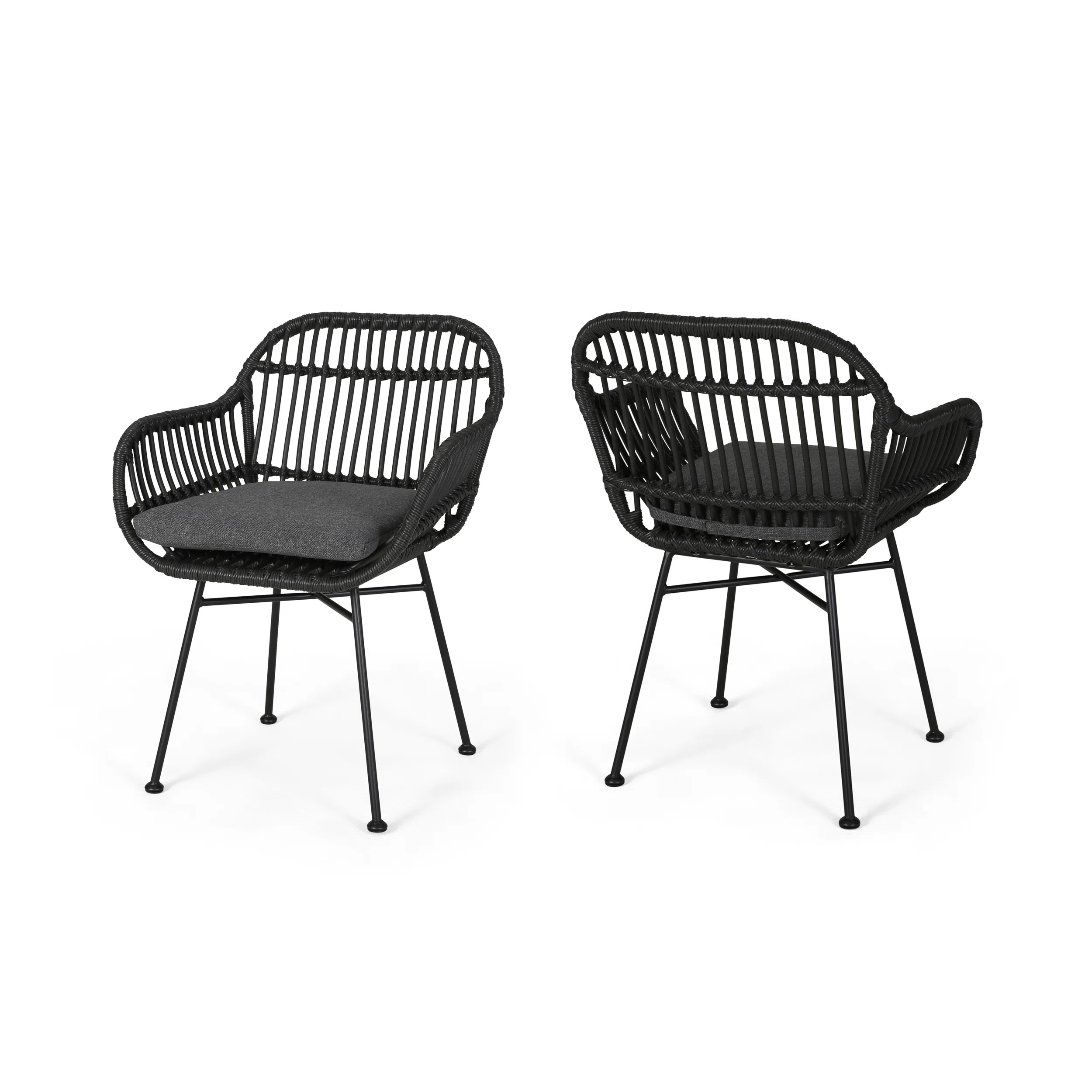 Aaronn Outdoor Woven Patio Chair with Cushions (Set of 2) | Wayfair North America