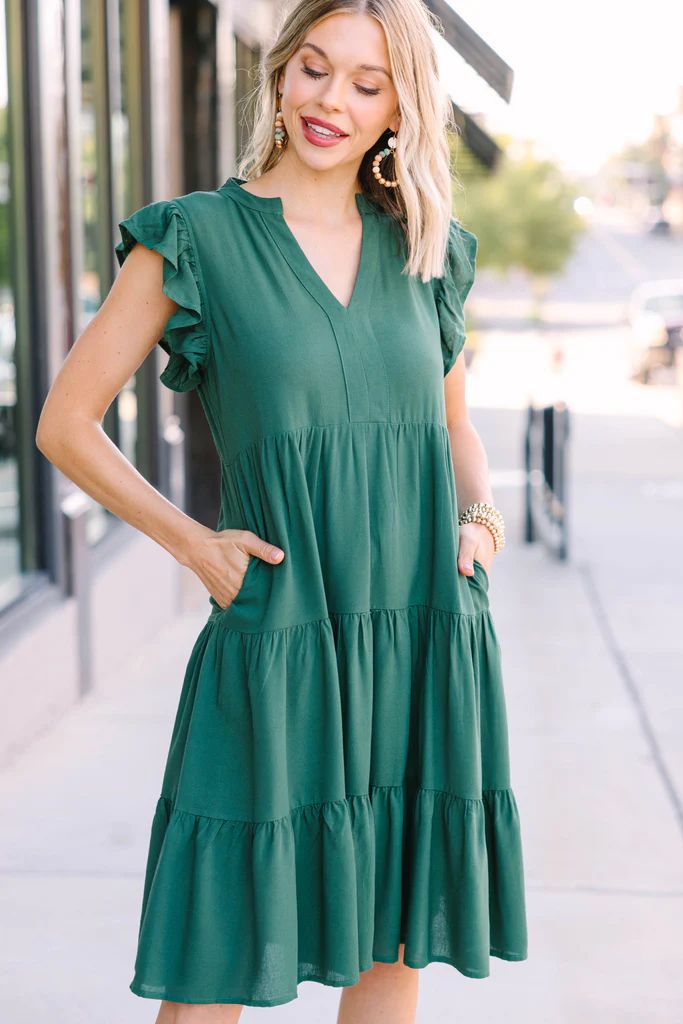 Make It Your Own Hunter Green Tiered Dress | The Mint Julep Boutique