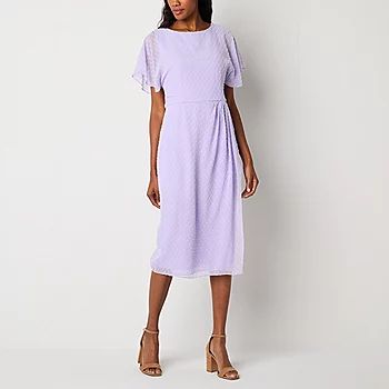 Liz Claiborne Short Sleeve Midi A-Line Dress | JCPenney