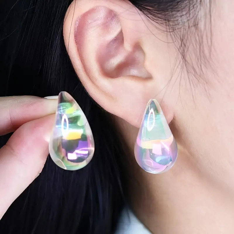 Acrylic Water Drop Earrings Colorful Transparent Women Great - Temu | Temu Affiliate Program