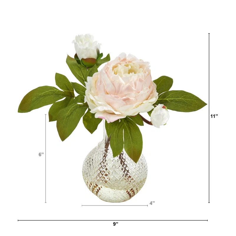 Peonies Floral Arrangement in Vase | Wayfair North America