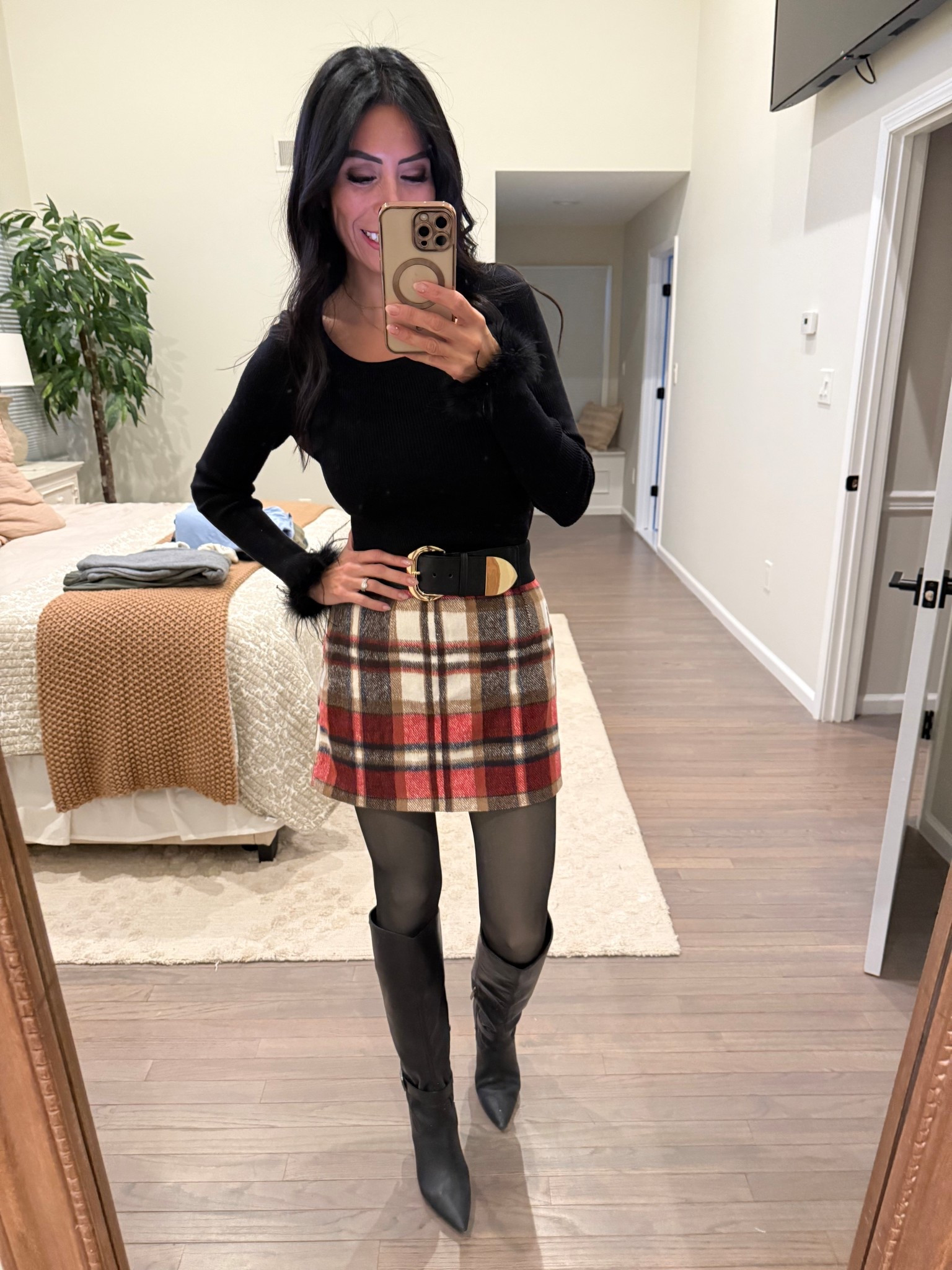 Festive holiday outfit. This plaid skirt it’s amazing! 

#LTKOver40 #LTKHoliday #LTKGiftGuide