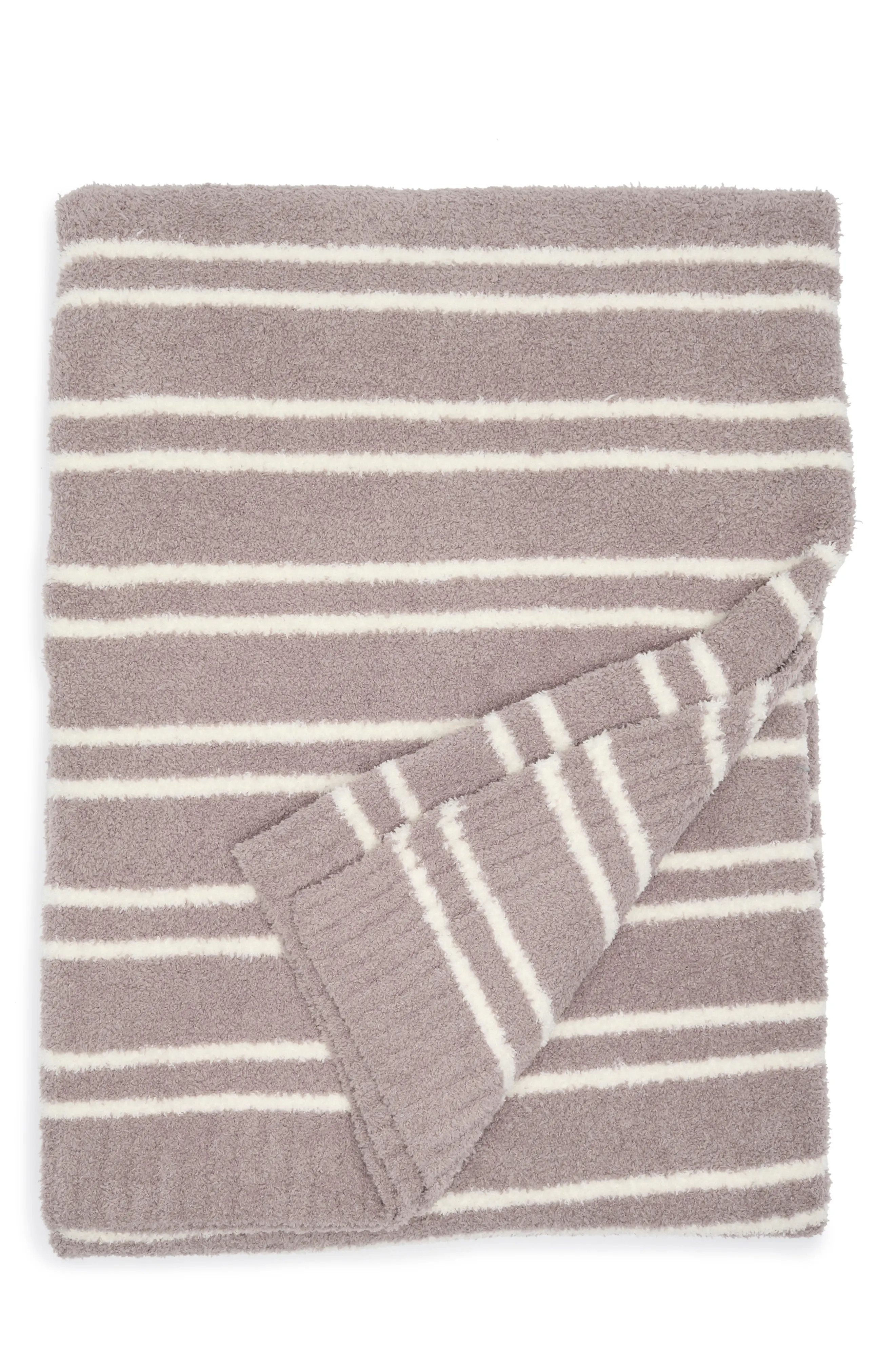 Barefoot Dreams® CozyChic® Double Stripe Throw Blanket in Beach Rock/Cream at Nordstrom Rack | Nordstrom Rack