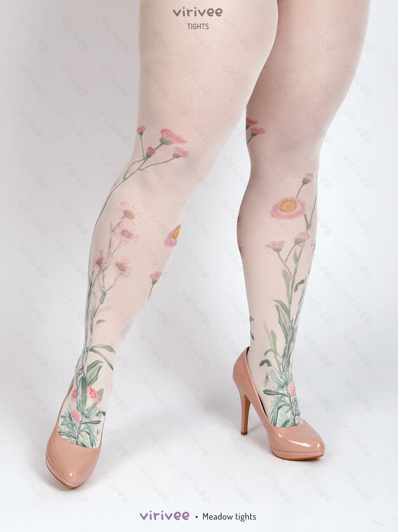Meadow Floral Tights for Women Nature Lover Girl Clothing | Etsy | Etsy (US)