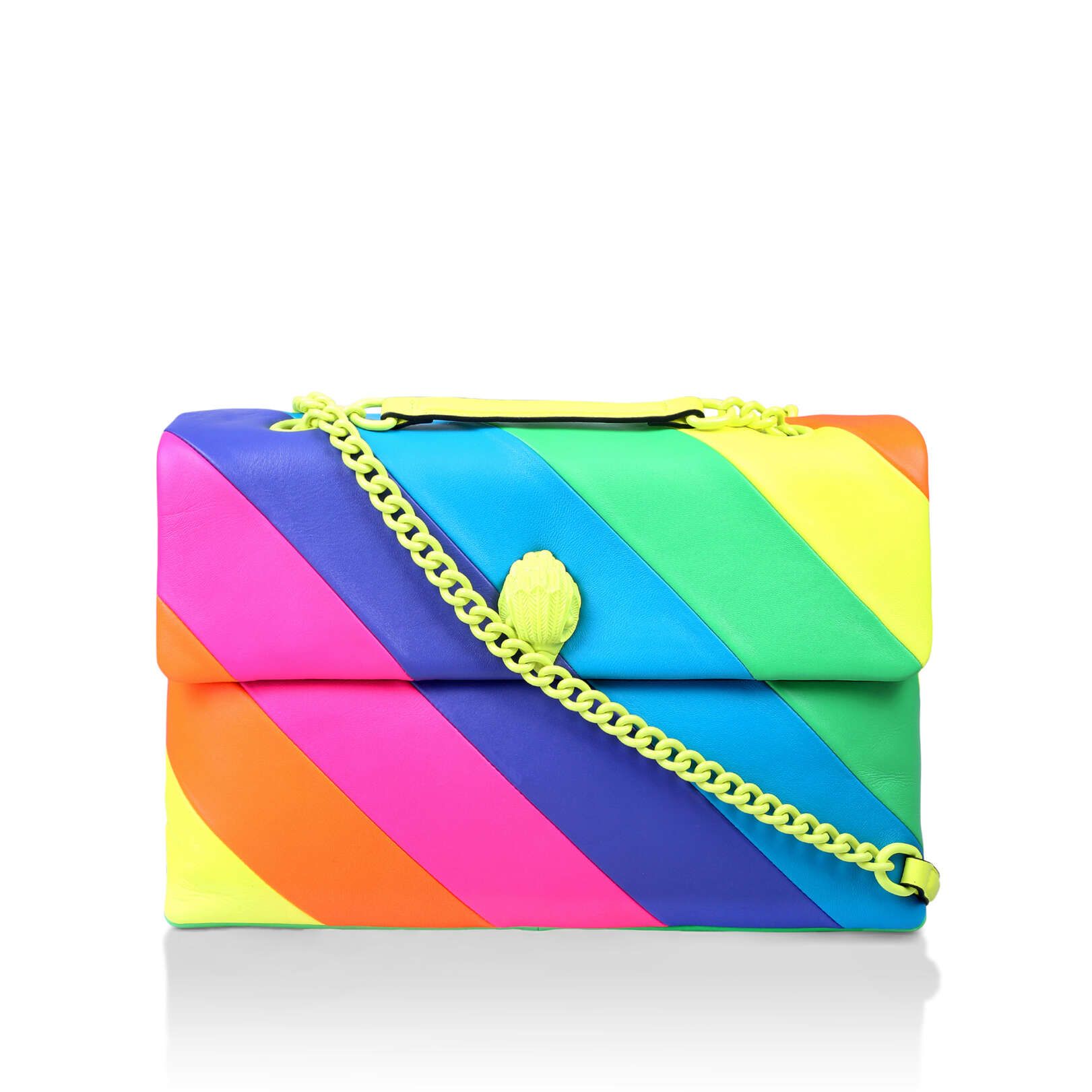 XXL KENSINGTON DRENCH Neon Rainbow Oversized Leather Kensington Bag by KURT GEIGER LONDON | Kurt Geiger (Global)