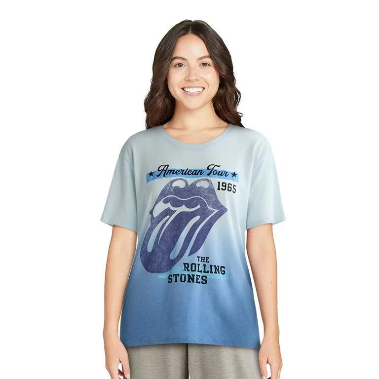 Time and Tru Women’s Rolling Stones Graphic Band Tour Tee with Short Sleeves, Sizes S-XXXL | Walmart (US)