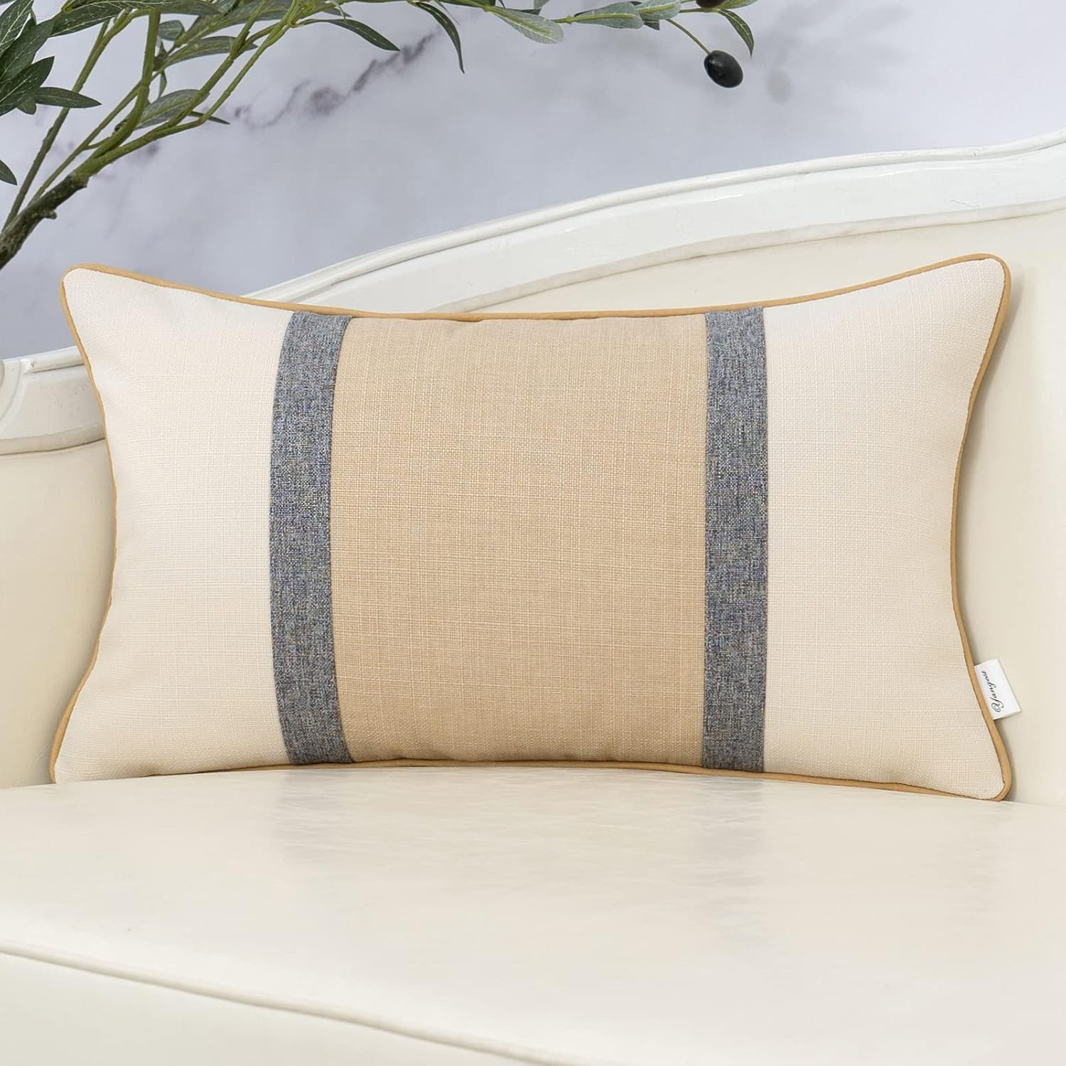 Yangest Patchwork Pillow Cover 12x20 Inch Luxury Cotton and Linen Cushion Cover Rectangle Pillowc... | Amazon (US)