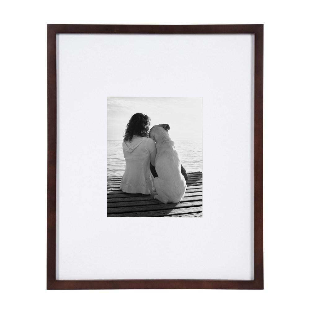 DesignOvation Gallery 16x20 matted to 8x10 Walnut Brown Picture Frame Set of 2 213621 - The Home ... | The Home Depot