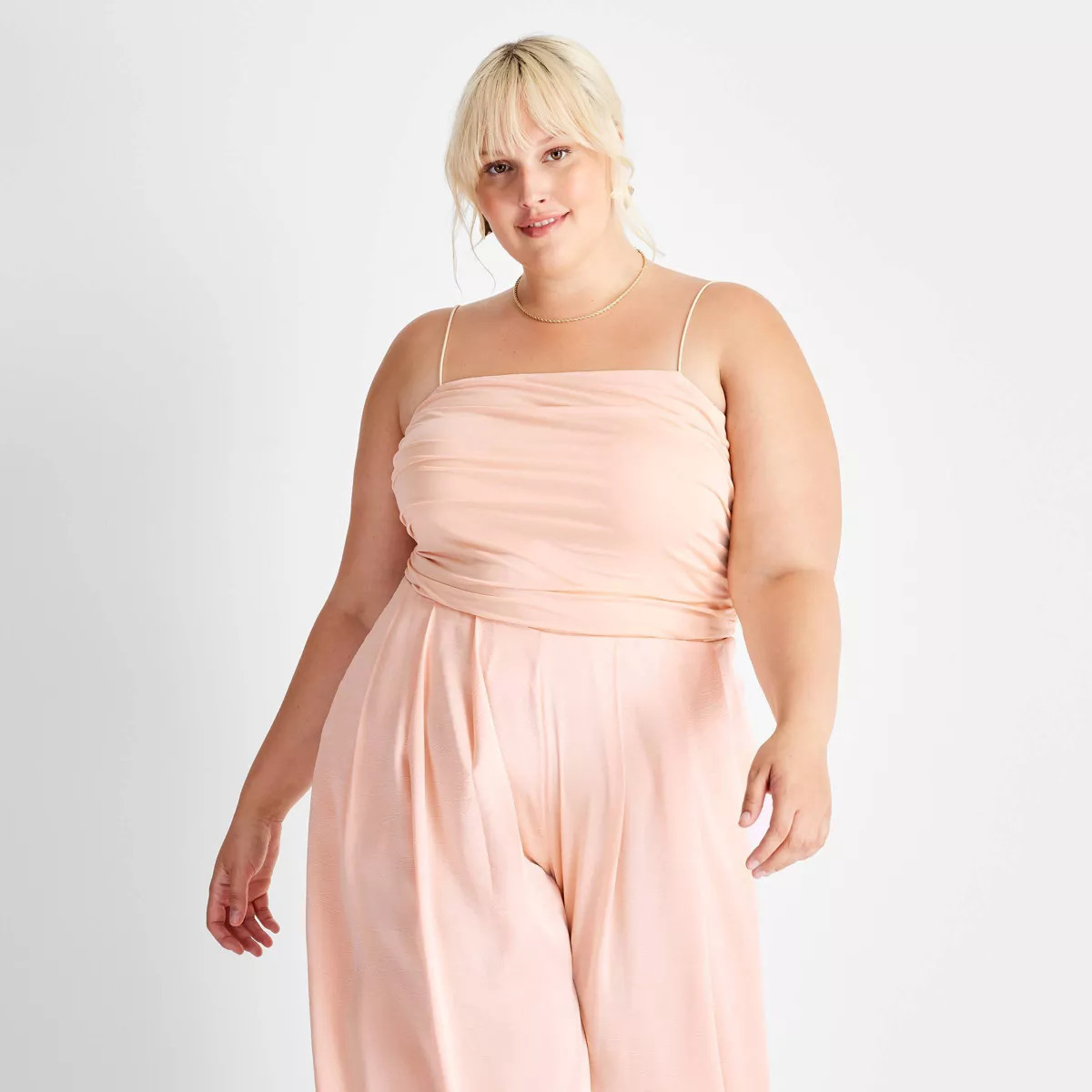 Women's Slim Fit Ruched Tank Top - Future Collective Peach Orange 4X | Target