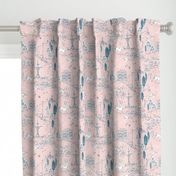 Curtain Panel Le Parc Toile (blush) | Spoonflower