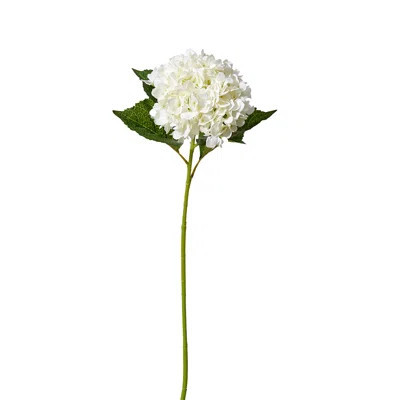 Faux White Hydrangea Stem, Artificial Silk Flowers For Wedding Bouquets, Centerpieces & Home Décor – Realistic White Bloom With Green Leaves – 10" Wid | Wayfair North America