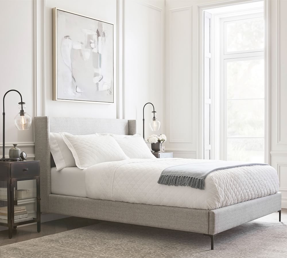 Jake Upholstered Platform Bed with Metal Legs - Quick Ship | Pottery Barn (US)