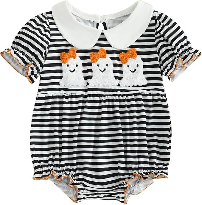 Kuriozud Baby Girl Halloween Outfit Short Sleeve Bubble Romper Cute Clothes | Amazon (US)